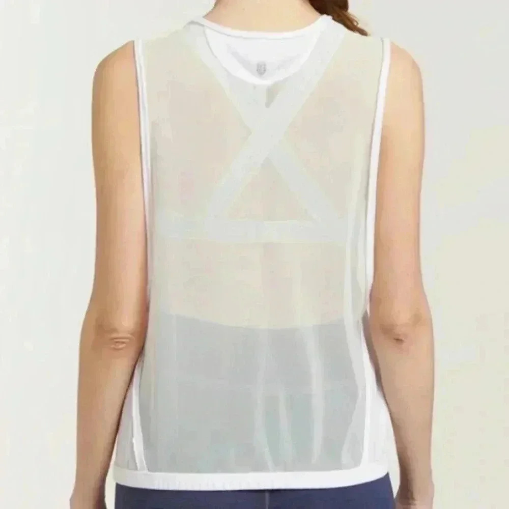 🆕Free People White Mesh Activists Tank L🆕 - Picture 2 of 12
